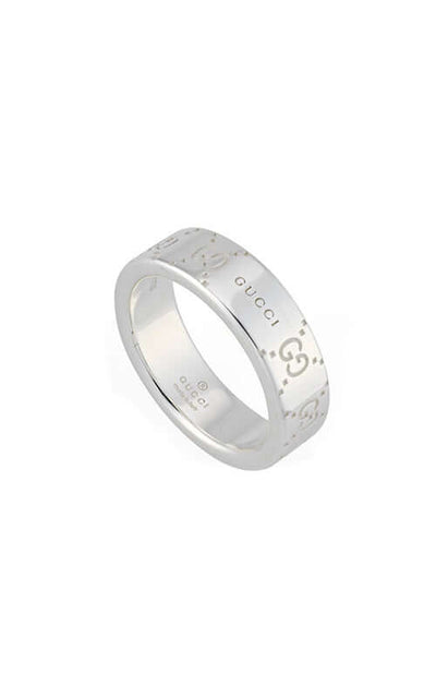 GUCCI Signature GG Wide Silver Ring YBC814720001 Bandiera Jewellers