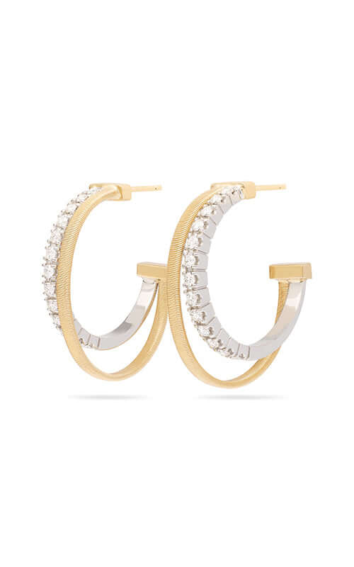 Marco Bicego Masai Earrings 2 Row Gold & Diamonds OG412-B-YW Bandiera Jewellers