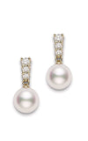 Mikimoto Morning Dew Akoya Pearl Earrings with Diamonds MEA10337ADXK | Bandiera Jewellers Toronto and Vaughan