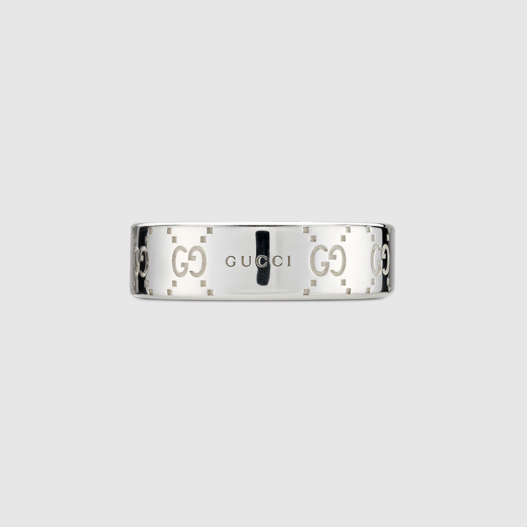 GUCCI Signature GG Wide Silver Ring YBC814720001 Bandiera Jewellers