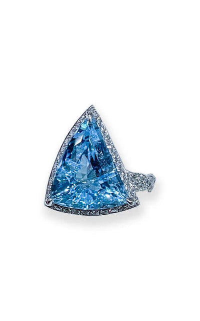 Bandiera Jewellers "Art Deco" Blue Topaz and Diamond Cocktail Ring BJR001