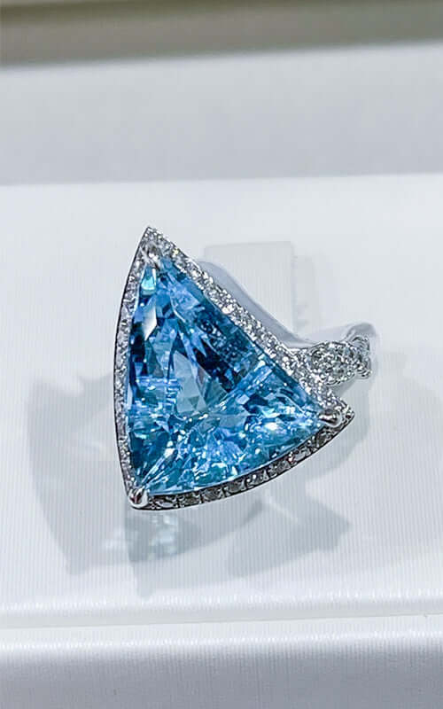 Bandiera Jewellers "Art Deco" Blue Topaz and Diamond Cocktail Ring BJR001