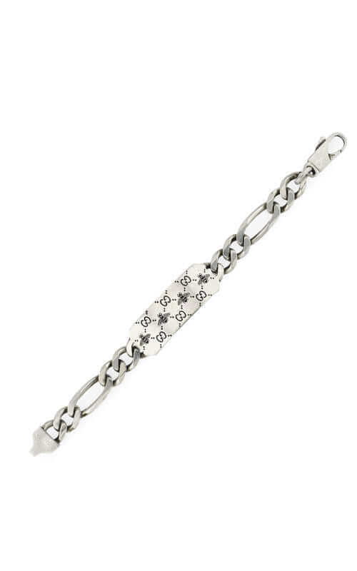 Vintage Sterling Silver Figaro Gucci Chain Bracelet - Ruby Lane
