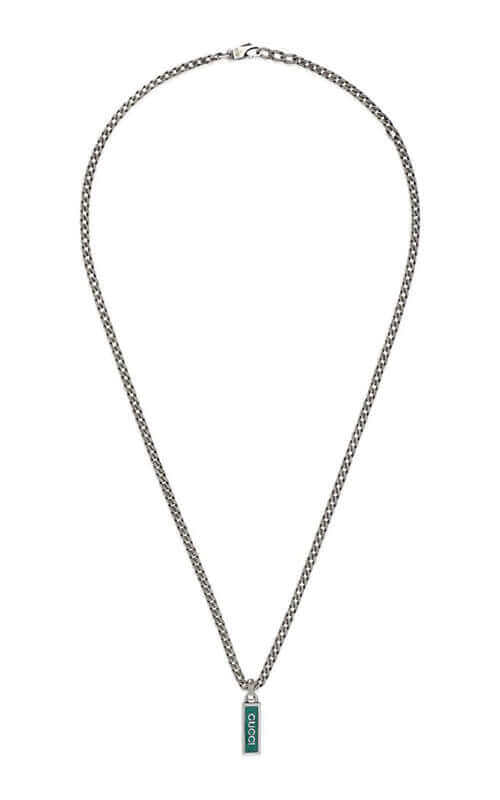 GUCCI Tag Silver Necklace with Enamel Pendant YBB67871400100U Bandiera Jewellers
