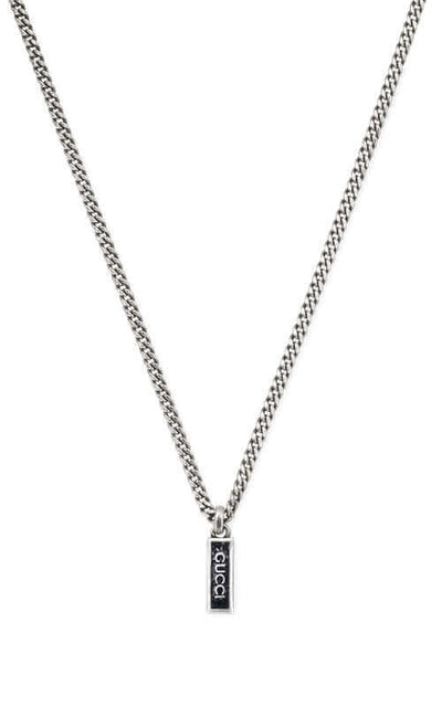 GUCCI Tag Silver Necklace with Enamel Pendant YBB67871400300U Bandiera Jewellers