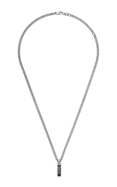 GUCCI Tag Silver Necklace with Enamel Pendant YBB67871400300U Bandiera Jewellers