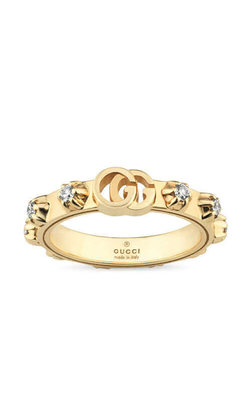 GUCCI GG Running 18k Yellow Gold Ring with Diamonds YBC554301001 Bandiera Jewellers