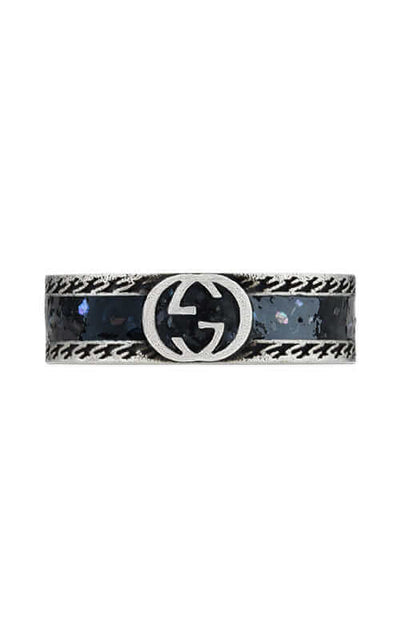 GUCCI Interlocking G Silver & Enamel Ring YBC645573002 Bandiera Jewellers