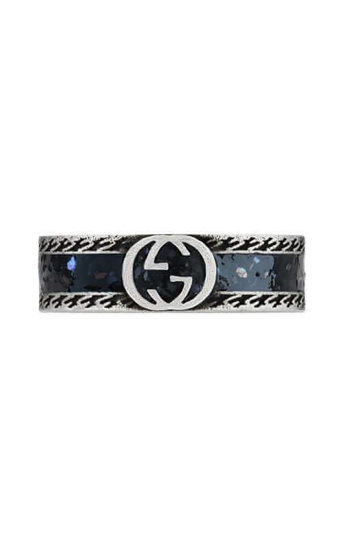 GUCCI Interlocking G Silver & Enamel Ring YBC645573002 Bandiera Jewellers