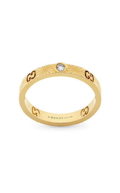 GUCCI Icon 18kt Diamond Heart Ring Yellow Gold YBC727892002 Bandiera Jewellers