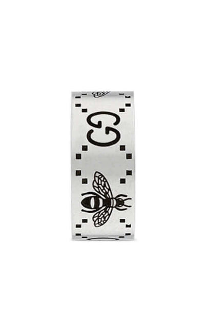 GUCCI Signature Silver Ring with Bee Motif YBC728304001 Bandiera Jewellers