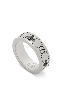 GUCCI Signature Silver Ring with Bee Motif YBC728389001