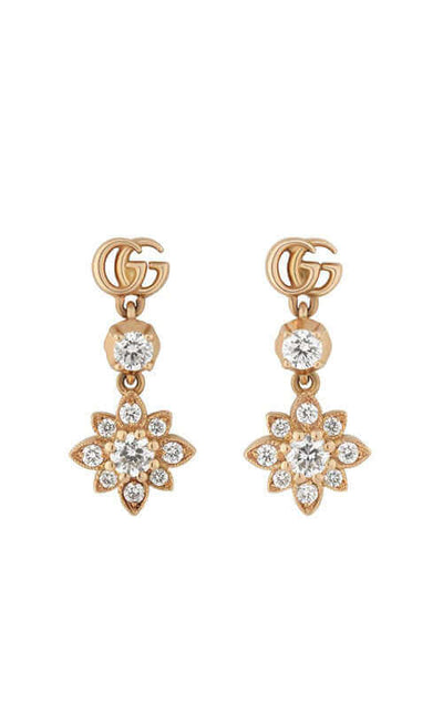 Gucci Flora Rose Gold & Diamond Earrings YBD70269100100U Bandiera Jewellers