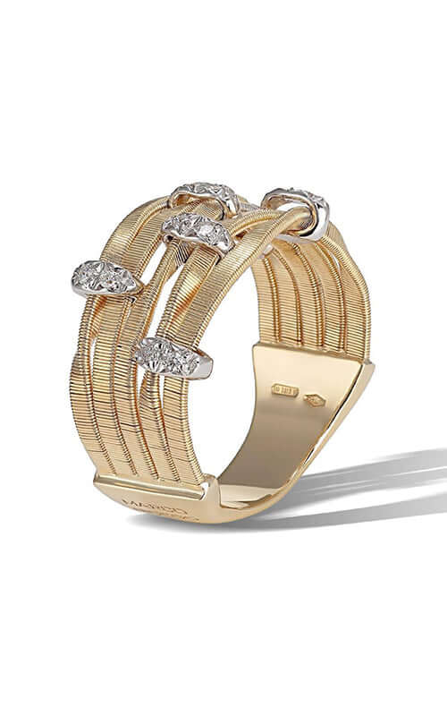 Marco Bicego Marrakech Onde Ring 3 Row Yellow Gold and Diamond AG340-B Bandiera Jewellers