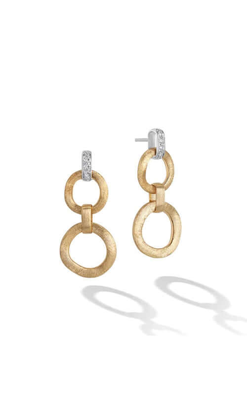 Marco Bicego Jaipur Double Drop Earrings Gold and Diamond OB1759-B-YW Bandiera Jewellers