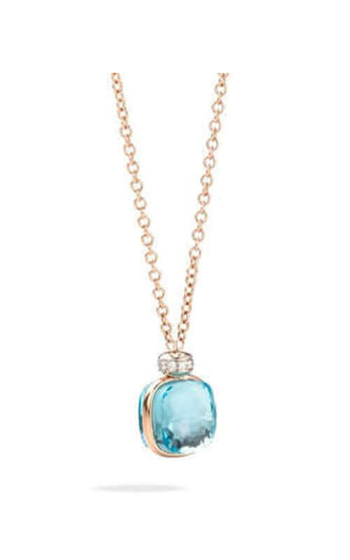 Pomellato Nudo Pink Gold Sky Blue Topaz and Diamond Necklace PCC2022O6WHRDB0OY Bandiera Jewellers