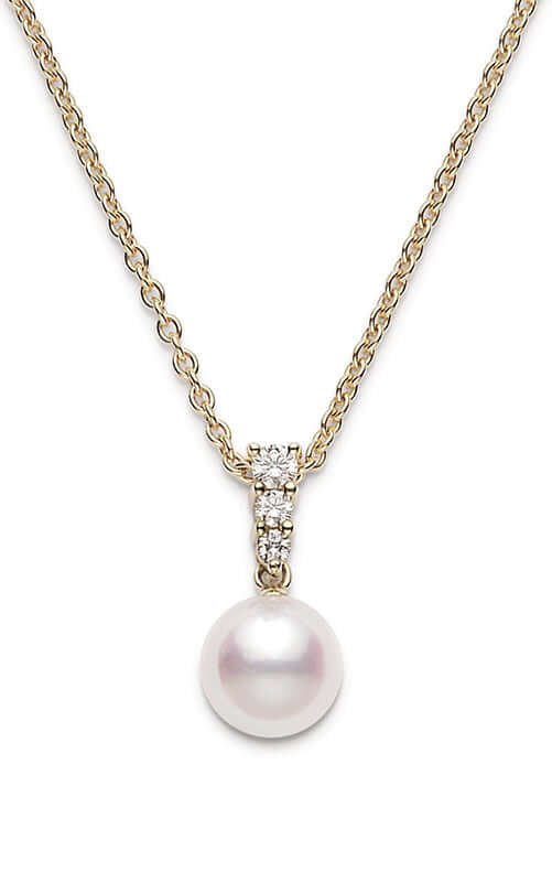 Mikimoto Cherry Blossom 18K Rose Gold Diamonds and Akoya Cultured Pearl  Necklace Pendant