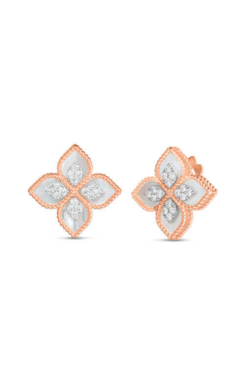 Roberto Coin 18K Princess Flower Mother of Pearl and Diamond Stud Earring 8882784AHERX | Bandiera Jewellers Toronto and Vaughan
