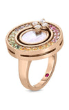Roberto Coin Love in Verona 18k Rose Gold MOP, Sapphire Garnet Diamonds Ring 8883116AX65X | Bandiera Jewellers Toronto and Vaughan