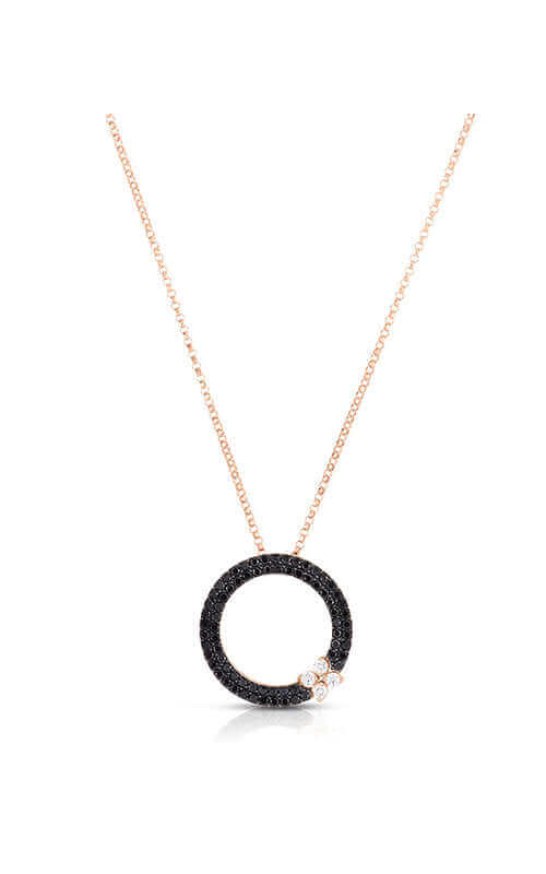 Roberto Coin Love In Verona 18kt Rose Gold Black Diamond Circle Necklace 8883164AB17X Bandiera Jewellers