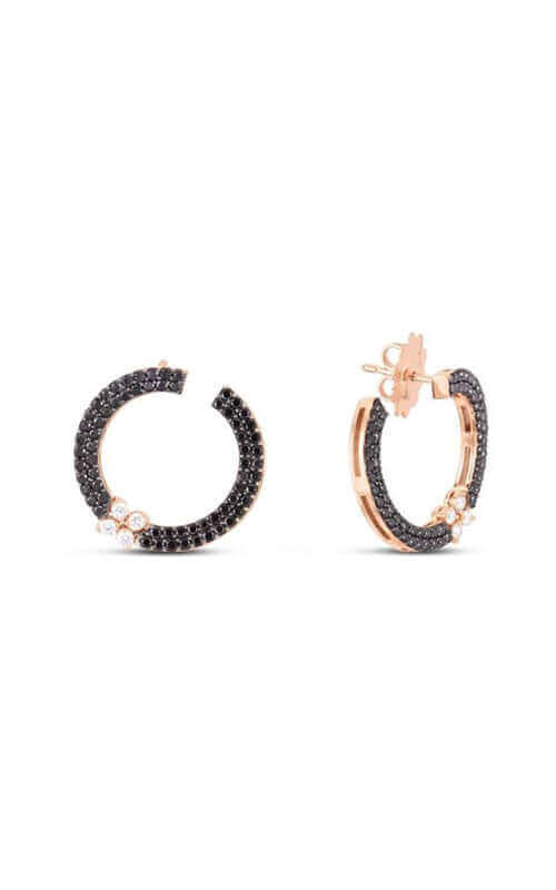 Roberto Coin Love In Verona 18kt Rose Gold Black Diamond Circle Earrings 8883164ABERX Bandiera Jewellers
