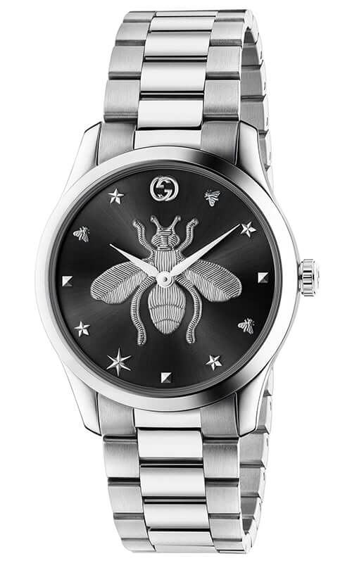 GUCCI G-TIMELESS ICONIC Black Dial & Bee Steel Watch YA1264136