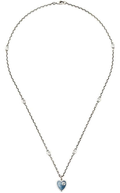 GUCCI Heart SILVER & BLUE ENAMEL Necklace YBB645545000200U | Bandiera Jewellers Toronto and Vaughan
