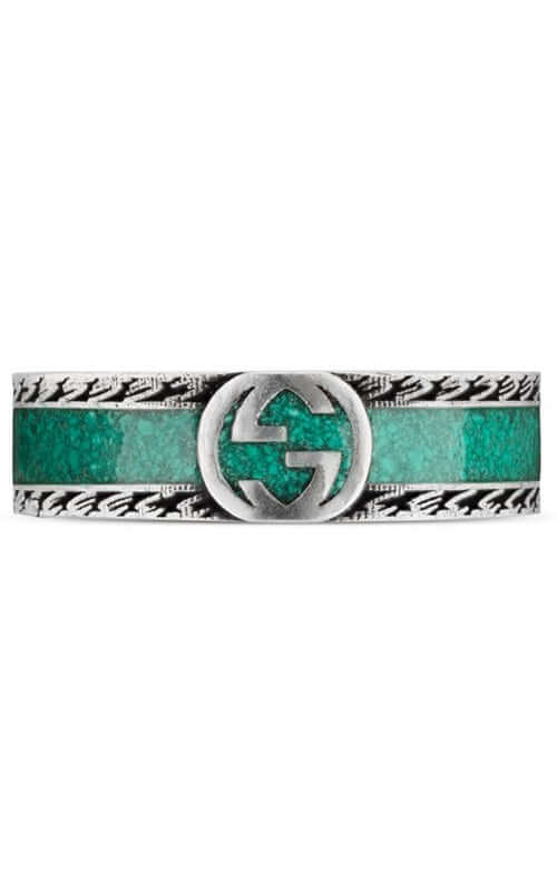 GUCCI Interlocking G Silver & Enamel Ring YBC645573001