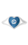 GUCCI Heart SILVER & BLUE ENAMEL Ring YBC645544002014 | Bandiera Jewellers Toronto and Vaughan