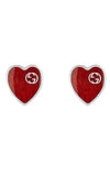 GUCCI Heart SILVER & RED ENAMEL Earrings YBD64554700100U | Bandiera Jewellers Toronto and Vaughan