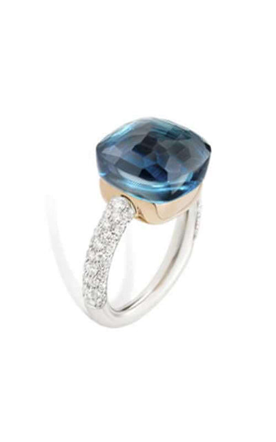 Pomellato Nudo Ring White Gold, Blue Topaz and Diamonds (PAB4010O6000DB0TL) | Bandiera Jewellers Toronto and Vaughan