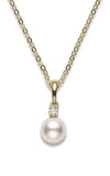 Mikimoto Akoya Cultured Pearl and Diamond Pendant – 18K Yellow Gold  PPS802DK | Bandiera Jewellers Toronto and Vaughan