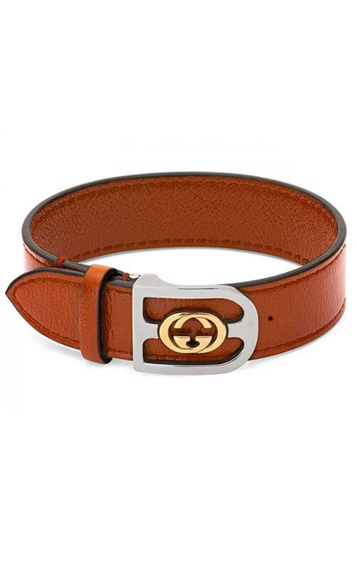 Gucci double g online leather bracelet