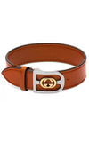 GUCCI Interlocking-G Silver & 18k Yellow Gold Leather Bracelet YBA572599004016 | Bandiera Jewellers Toronto and Vaughan