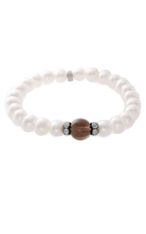 Mimi Elastica Bracelet White Pearls, Smoky Quartz and Chalcedony (B041A3F) | Bandiera Jewellers Toronto and Vaughan