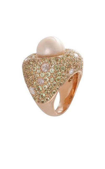 Mimi Via Gesu Rose Gold, Peridot, Diamonds and Pearl Ring (A404R3PB) | Bandiera Jewellers Toronto and Vaughan