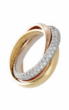 Bandiera Jewellers Wedding Band Tricolor with 1.50ct. Pave`