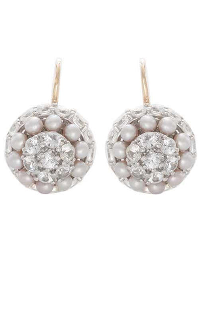 Mimi Garbo Rose Gold, White Sapphires and Violet Pearls Earrings (O241C3Z) | Bandiera Jewellers Toronto and Vaughan
