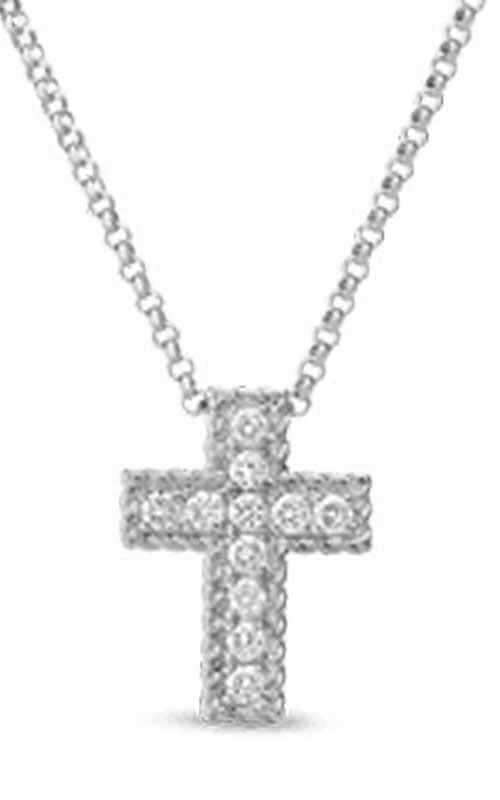 Roberto Coin New Barocco Cross Necklace White Gold and Diamond (7771626AW18X) | Bandiera Jewellers Toronto and Vaughan