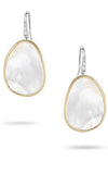 Marco Bicego Lunaria Earrings Yellow Gold, White Mother of Pearl and Diamond (OB1343 AB MPW) | Bandiera Jewellers Toronto and Vaughan