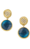 Marco Bicego Jaipur Gold and London Blue Topaz with Diamond Drop Earrings (OB1082-B TPL01) | Bandiera Jewellers Toronto and Vaughan
