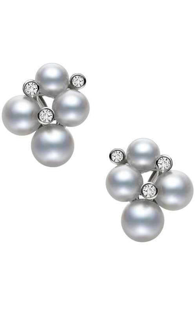 6.0-6.5mm Black Akoya Round Pearl Stud Earrings - Pure Pearls