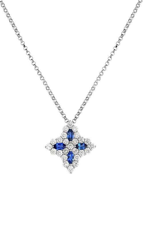 Robert Coin Princess Flower Gold, Diamonds and Sapphires Necklace (8882466AWCHXS) | Bandiera Jewellers Toronto and Vaughan