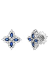 Roberto Coin Princess Flower Gold, Sapphire and Diamonds Stud Earrings (8882466AWERXS) | Bandiera Jewellers Toronto and Vaughan